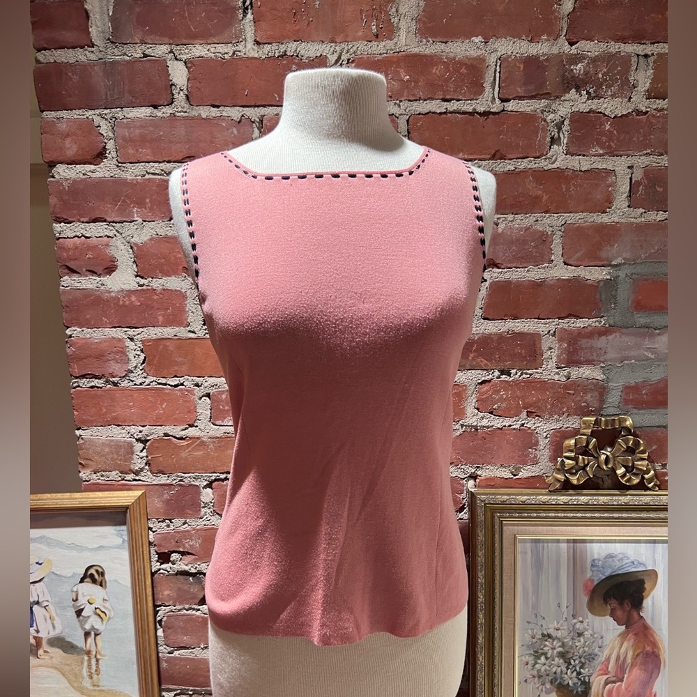 Max Studio Pink and Black Fitted Tank Top